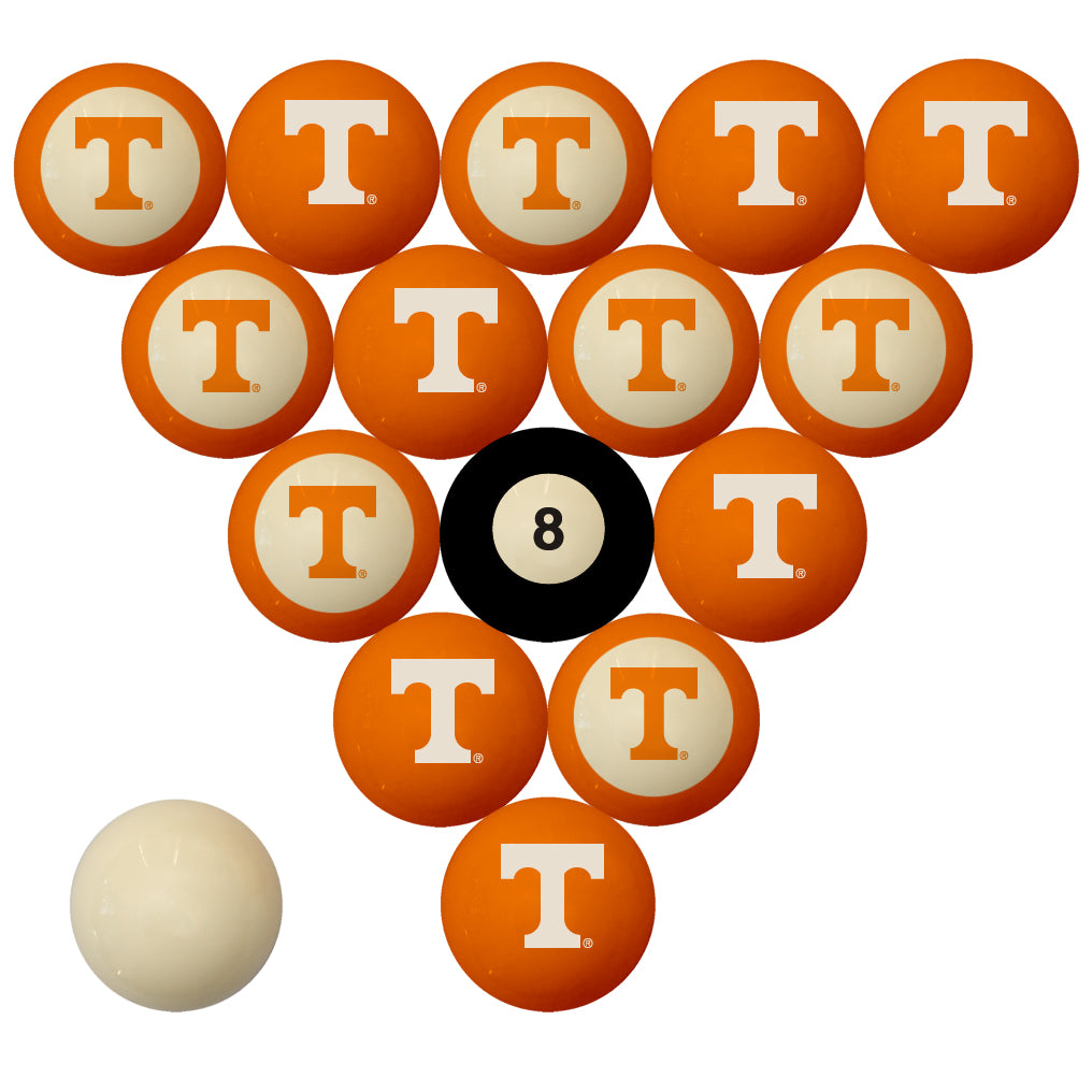 TENNESSEE SCHOOL COLOR NUMBERED BILLIARD BALL SET ORANGE SOLID/ORANGE STRIPE - TENBBS100N