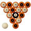 TENNESSEE SCHOOL COLOR NUMBERED BILLIARD BALL SET ORANGE SOLID/ORANGE STRIPE - TENBBS100N