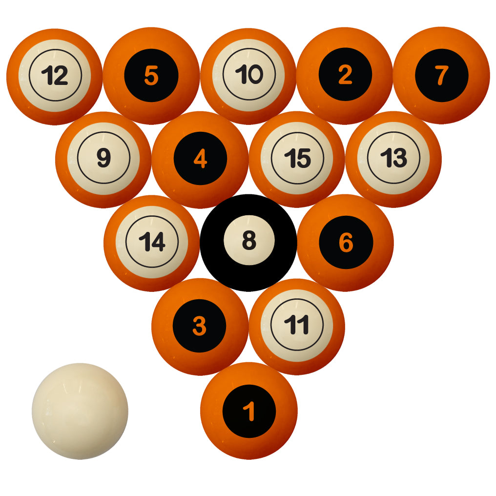 TENNESSEE SCHOOL COLOR NUMBERED BILLIARD BALL SET ORANGE SOLID/ORANGE STRIPE - TENBBS100N