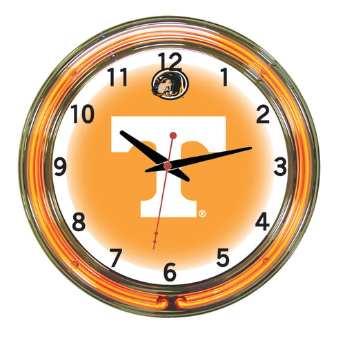 TENNESSEE NEON WALL CLOCK - 18'' ORANGE FACE / ORANGE NEON - TENNWC100-18