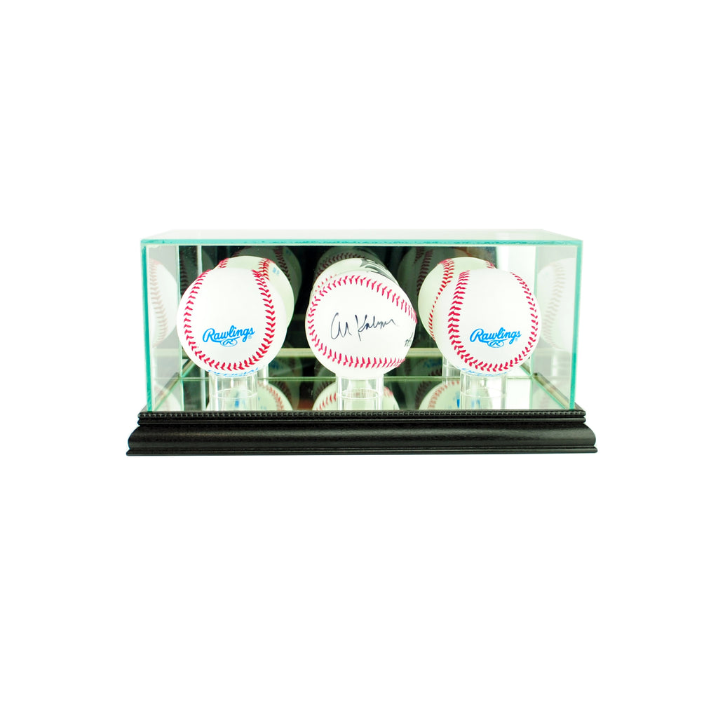 Triple Baseball Display Case with Black Moulding