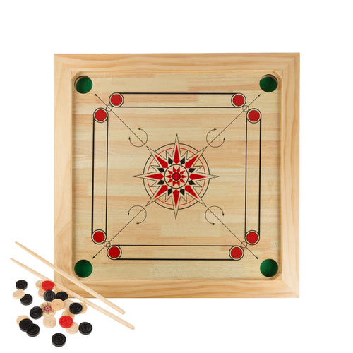My Toys Carrom Board Game Classic Strike & Pocket Table Game with Cue Sticks