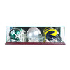 Triple Mini Football Helmet Display Case with Cherry Moulding