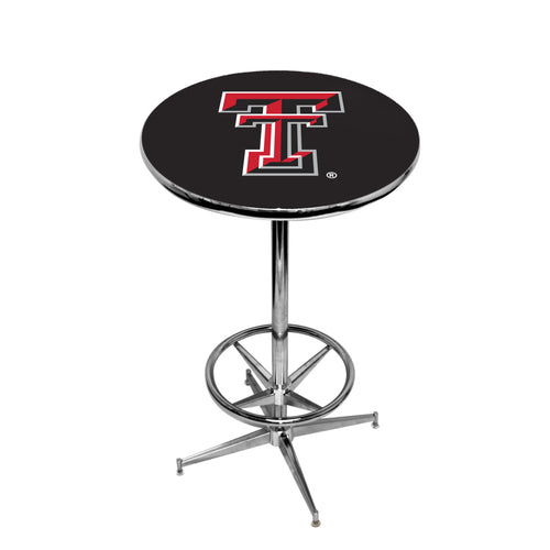 TEXAS TECH CHROME FOOT RING PUB TABLE BLACK - TXTPTR102