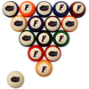 FLORIDA STATE STANDARD COLOR NUMBERED BILLIARD BALL SET STANDARD COLOR BILLIARD BALL SET - UFLBBSSTD