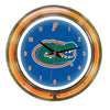 FLORIDA NEON WALL CLOCK - 14'' BLUE FACE / ORANGE NEON - UFLNWC100-14