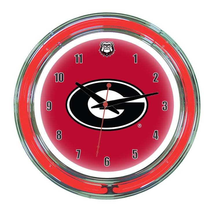 GEORGIA  NEON WALL CLOCK - 14'' RED FACE / RED NEON - UGANWC200-14