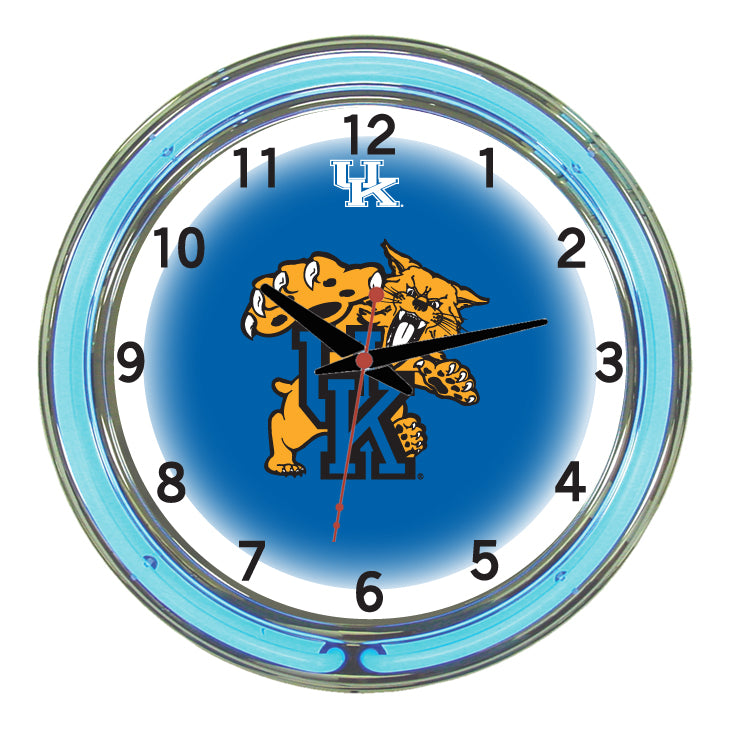 KENTUCKY NEON WALL CLOCK - 18'' BLUE FACE / BLUE NEON - UKYNWC100-18