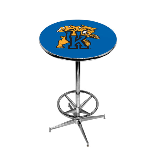 KENTUCKY CHROME FOOT RING PUB TABLE BLUE - UKYPTR101