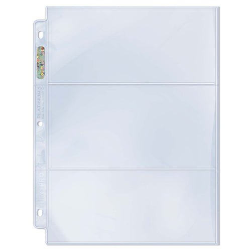 Ultra Pro - Ultra Pro 3-Pocket Platinum Page With 3-1/2 X 7-1/2' Pockets (100Ct)'