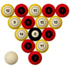 MARYLAND SCHOOL COLOR NUMBERED BILLIARD BALL SET RED SOLID/YELLOW STRIPE - UMDBBS100N