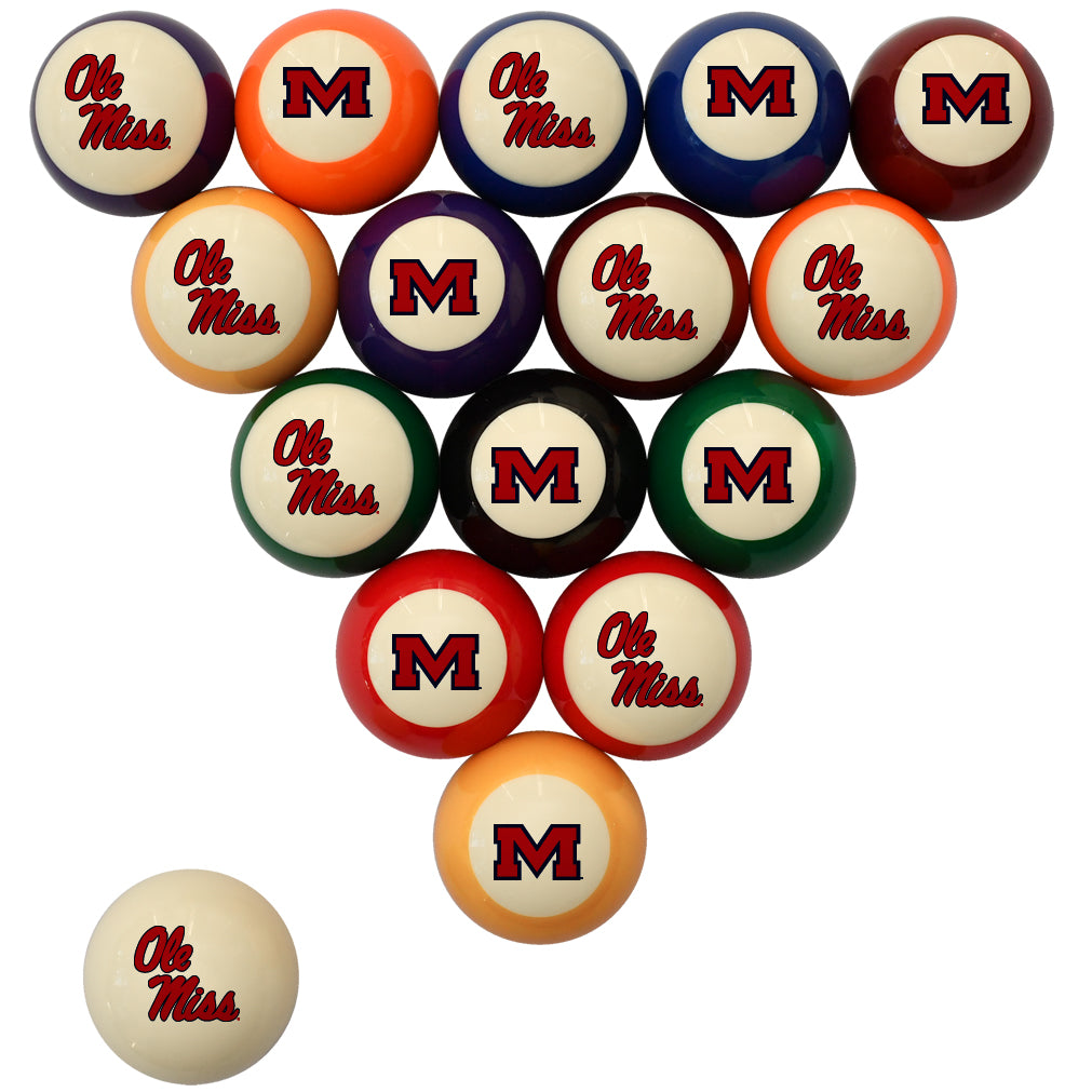 MISSISSIPPI STANDARD COLOR NUMBERED BILLIARD BALL SET STANDARD COLOR BILLIARD BALL SET - UMSBBSSTD