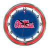 MISSISSIPPI   NEON WALL CLOCK - 18'' NAVY BLUE FACE / RED NEON - UMSNWC100-18