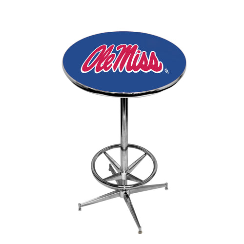 MISSISSIPPI   CHROME FOOT RING PUB TABLE NAVY BLUE - UMSPTR131
