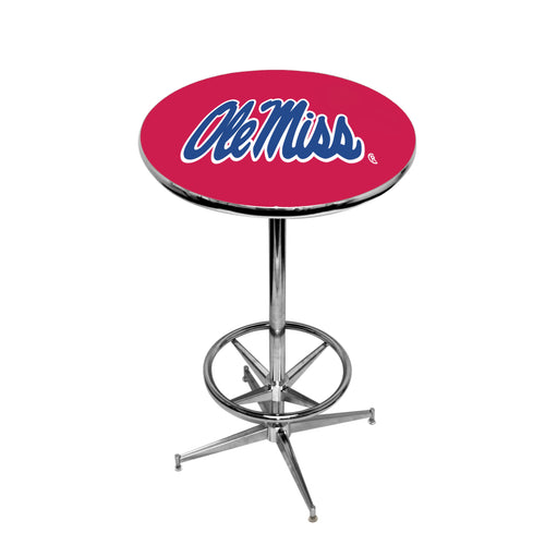 MISSISSIPPI   CHROME FOOT RING PUB TABLE RED - UMSPTR232
