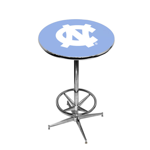 NORTH CAROLINA CHROME FOOT RING PUB TABLE CAROLINA BLUE - UNCPTR231