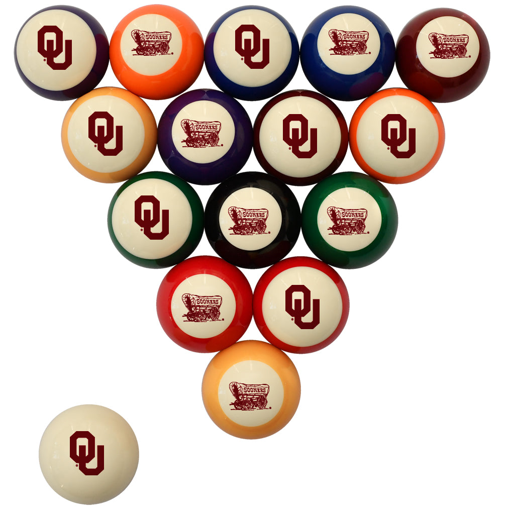 OKLAHOMA STANDARD COLOR NUMBERED BILLIARD BALL SET STANDARD COLOR BILLIARD BALL SET - UOKBBSSTD