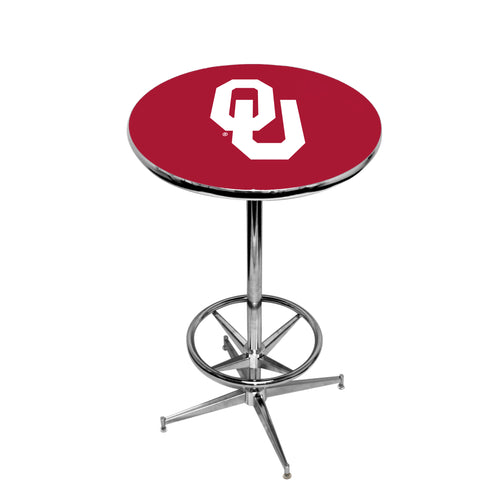 OKLAHOMA CHROME FOOT RING PUB TABLE CRIMSON - UOKPTR231