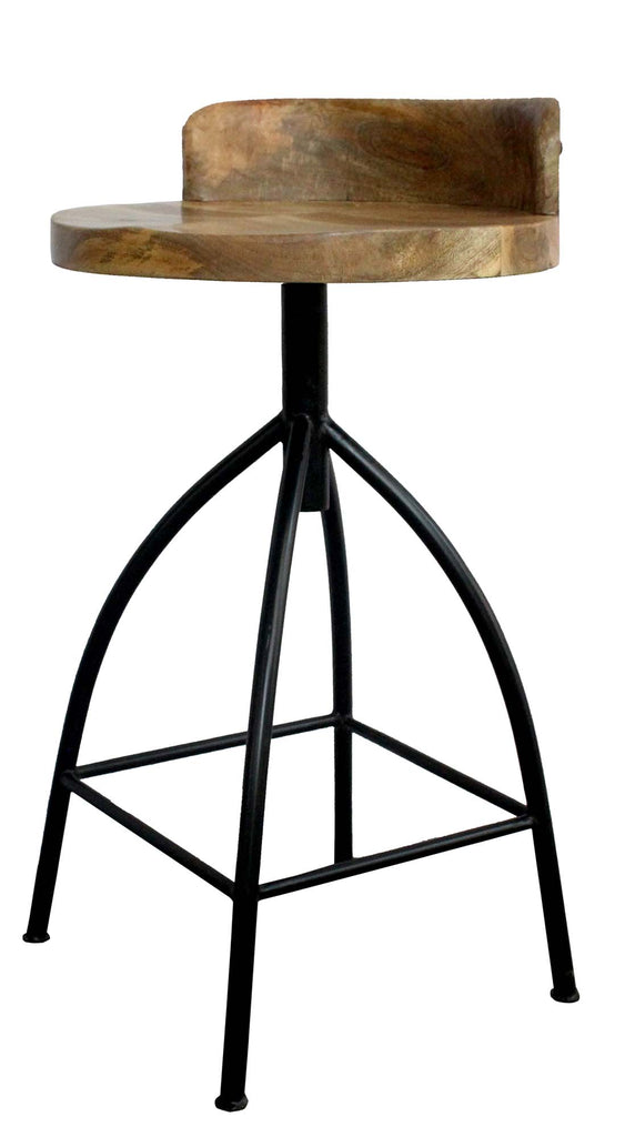 25-31 Inch Industrial Style Counter Height Stool with Adjustable Swivel Seat Brown Black UPT-165867 - The Urban Port
