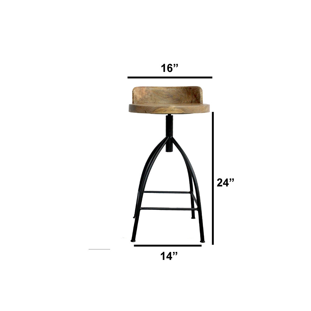 25-31 Inch Industrial Style Counter Height Stool with Adjustable Swivel Seat Brown Black UPT-165867 - The Urban Port