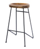 28 Inch Bar Stool with Mango Wood Saddle Seat Iron Rod Legs Brown and Black UPT-183797 - The Urban Port