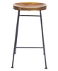 28 Inch Bar Stool with Mango Wood Saddle Seat Iron Rod Legs Brown and Black UPT-183797 - The Urban Port