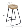 Ela 30 Inch Mango Wood Bar Stool Saddle Seat Iron Frame Brown and Black UPT-37900 - The Urban Port