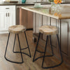 Ela 30 Inch Mango Wood Bar Stool Saddle Seat Iron Frame Brown and Black UPT-37900 - The Urban Port