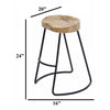 Ela 24 Inch Counter Height Stool Mango Wood Saddle Seat Iron Frame Brown and Black UPT-37910 - The Urban Port