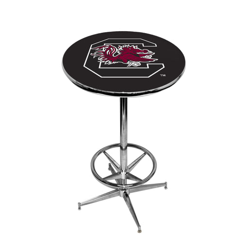 SOUTH CAROLINA CHROME FOOT RING PUB TABLE BLACK - USCPTR102