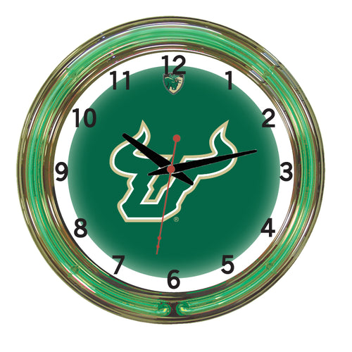 SOUTH FLORIDA NEON WALL CLOCK - 18'' GREEN FACE / GREEN NEON - USFNWC100-18