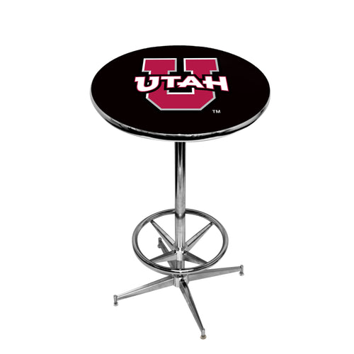 UTAH CHROME FOOT RING PUB TABLE BLACK - UTAPTR404