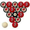 WISCONSIN SCHOOL COLOR NUMBERED BILLIARD BALL SET RED SOLID/RED STRIPE - UWIBBS100N