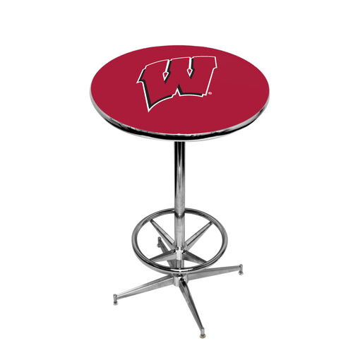 WISCONSIN CHROME FOOT RING PUB TABLE RED - UWIPTR111