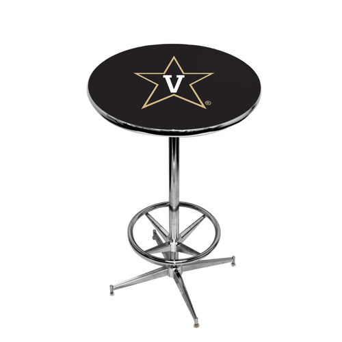 VANDERBILT CHROME FOOT RING PUB TABLE BLACK - VANPTR104
