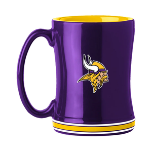 Minnesota Vikings Coffee Mug 14oz Sculpted Relief Team Color - Logo Brands