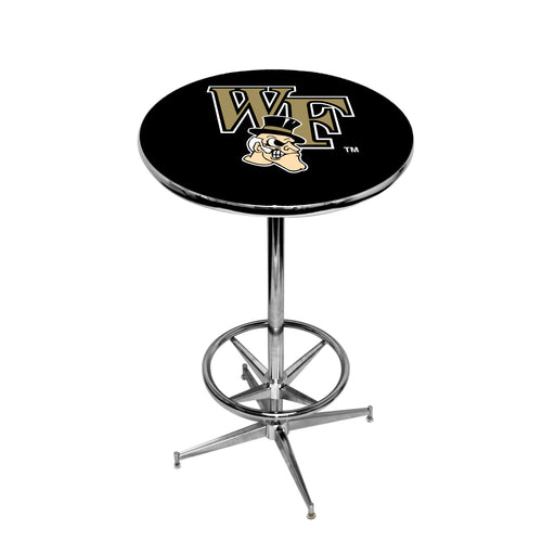 WAKE FOREST CHROME FOOT RING PUB TABLE BLACK - WFUPTR112