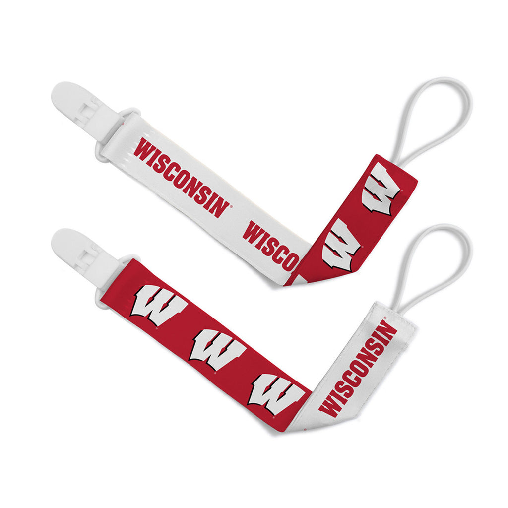 Wisconsin Badgers Pacifier Clips 2 Pack - Masterpieces Puzzle Company