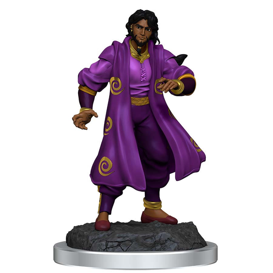 Wizkids -  Critical Role: Unpainted Miniatures: W3 Male Human Sorcerer Merchant And Tiger Demon