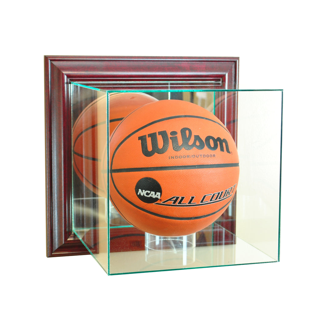 Wall Mounted Basketball Display Case with Cherry Moulding