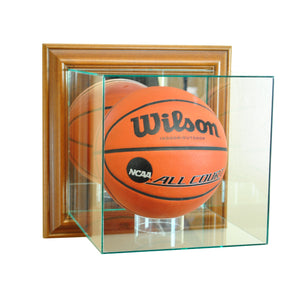 Wall Mounted Basketball Display Case with Walnut Moulding