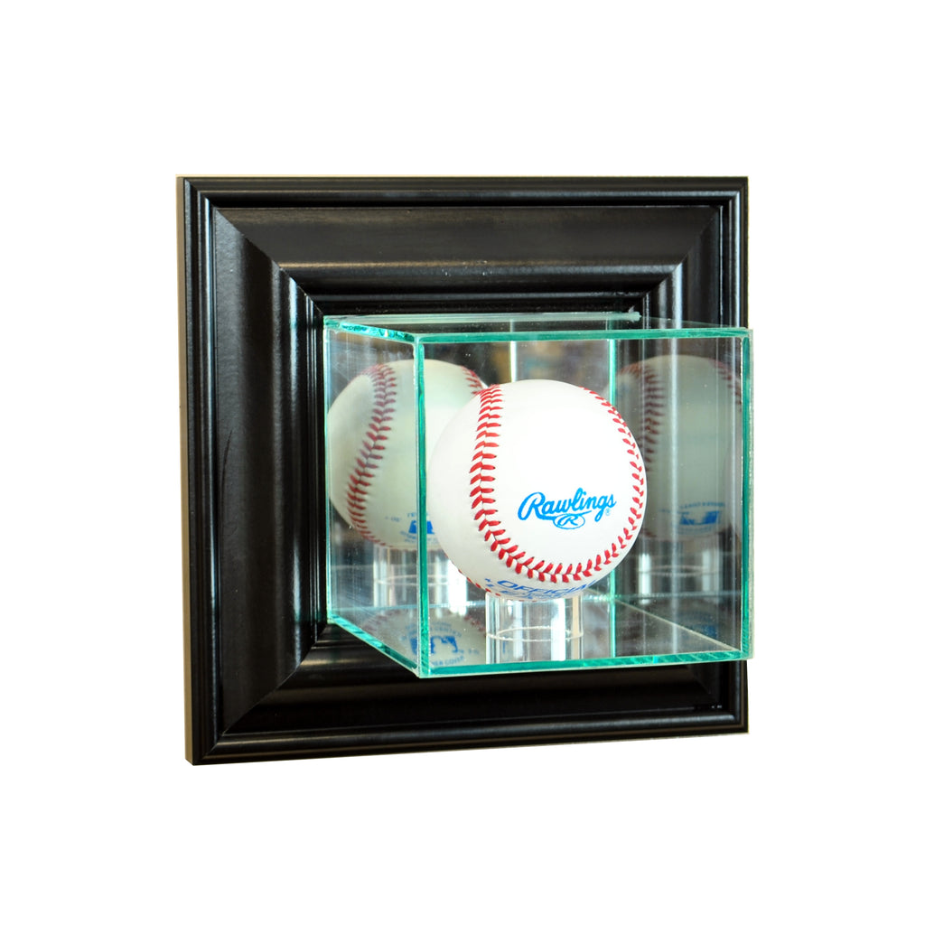 Wall Mounted Baseball Display Case with Black Moulding