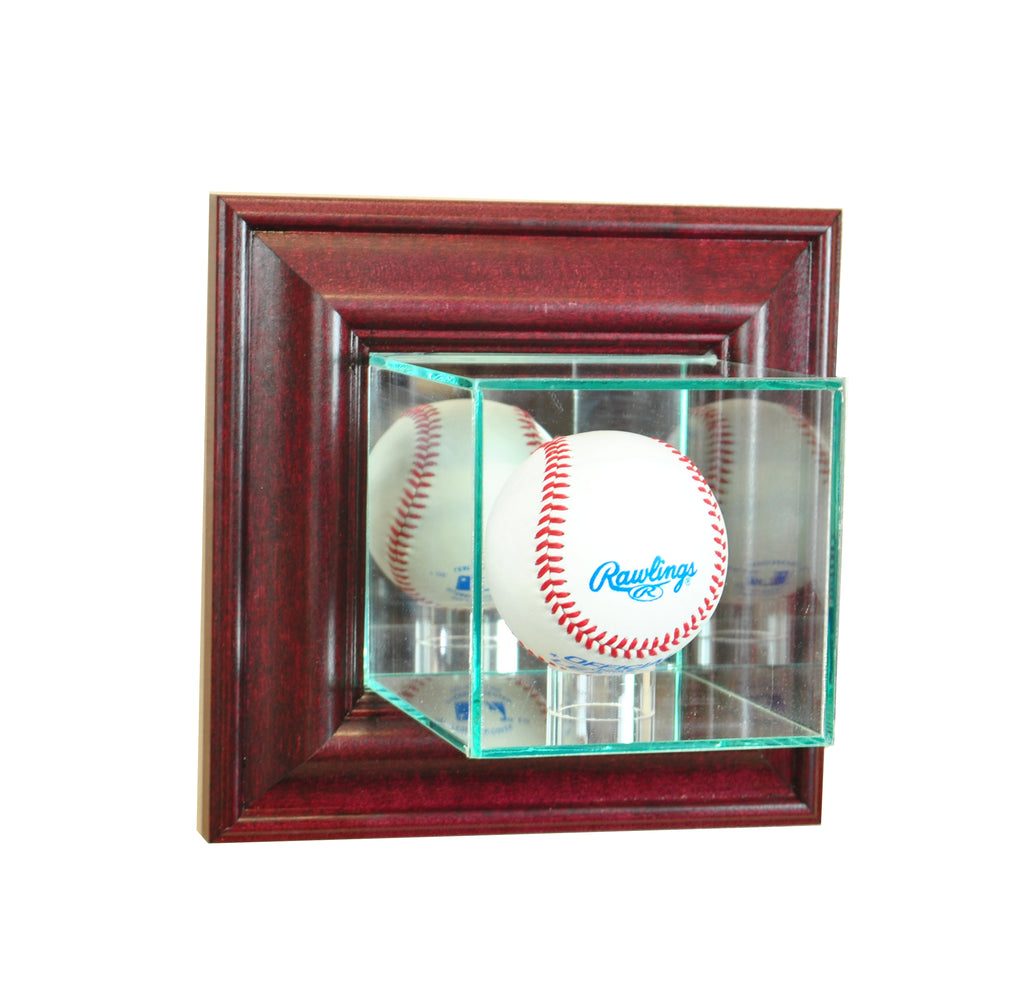 Wall Mounted Baseball Display Case with Cherry Moulding