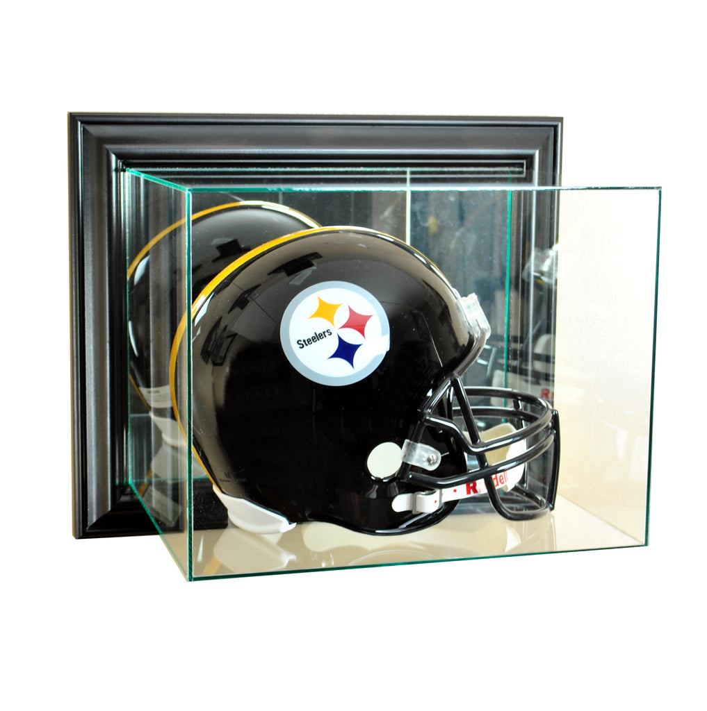 Wall Mounted Football Helmet Display Case with Black Moulding