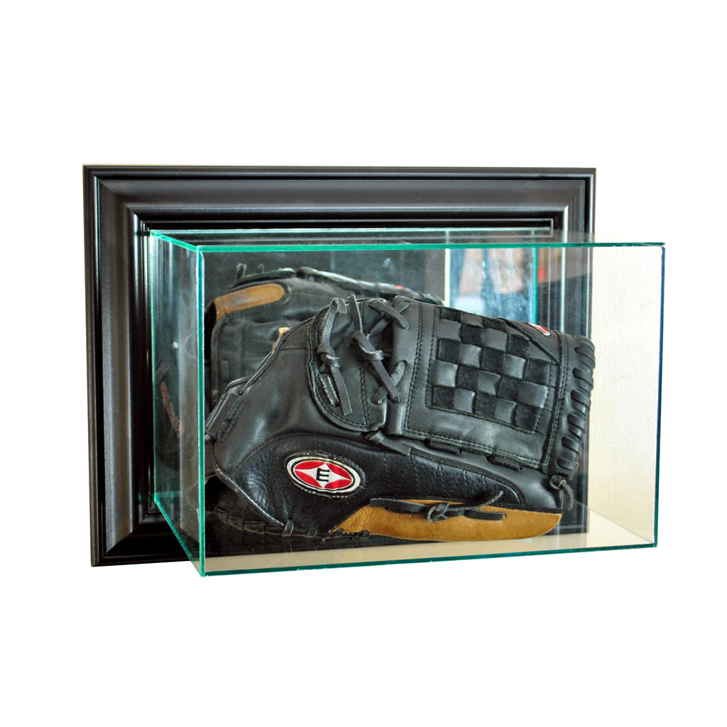 Wall Mounted Glove Display Case with Black Moulding