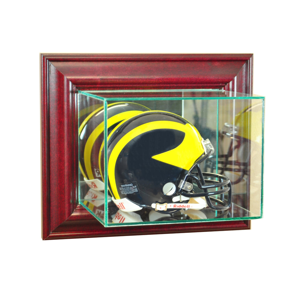 Wall Mounted Mini Helmet Display Case with Cherry Moulding