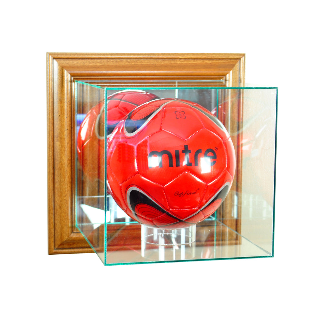 Wall Mounted Soccer Display Case with Walnut Moulding