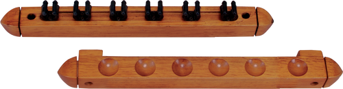 Action WR6S 6 cue Wall Rack w/clips - Honey Wall Racks