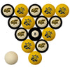 WICHITA STATE SCHOOL COLOR NUMBERED BILLIARD BALL SET YELLOW SOLID/BLACK STRIPE - WSTBBS100N