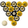 WICHITA STATE SCHOOL COLOR NUMBERED BILLIARD BALL SET YELLOW SOLID/BLACK STRIPE - WSTBBS100N